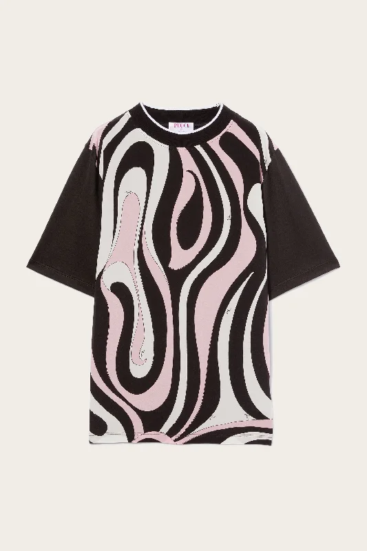 Marmo-Print T-Shirt-- Terry Blend Velvet Blend Canvas Blend