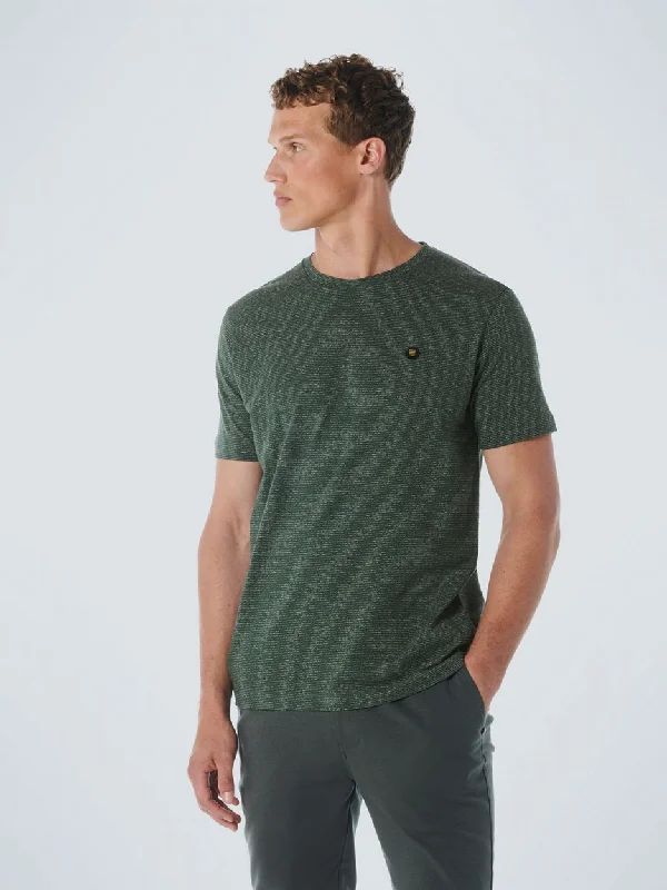 T-Shirt Crewneck Stripes Stretch-- Notch Collar Peter Pan Collar Cowl Neck
