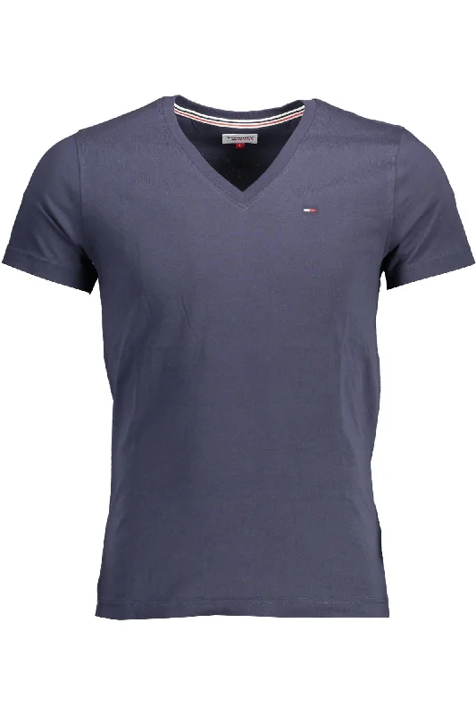 Blue Cotton Men T-shirt-- Fleece Fabric Down Fabric Feather Fabric