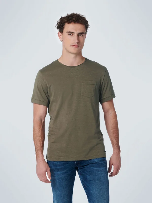 T-Shirt Crewneck Slub-- Asymmetrical Pockets Print