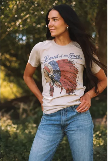 Original Cowgirl Clothing T-Shirts: Land Of The Free-- Terry Blend Velvet Blend Canvas Blend