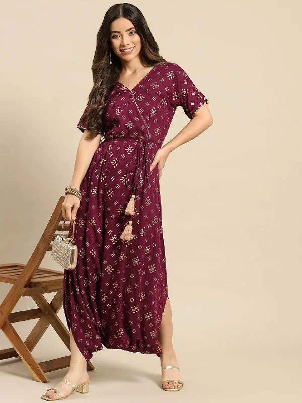 Women Solid Standard Wine Jumpsuits & Sets Zipper jumpsuit, Trendy, Chic, Comfortable