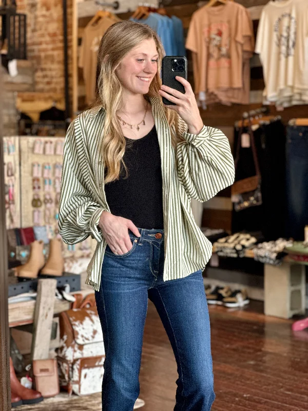 Mandy Button Down Stripe Shirt ✙ON SALE NOW✙-- Zippered Buttoned Snapped