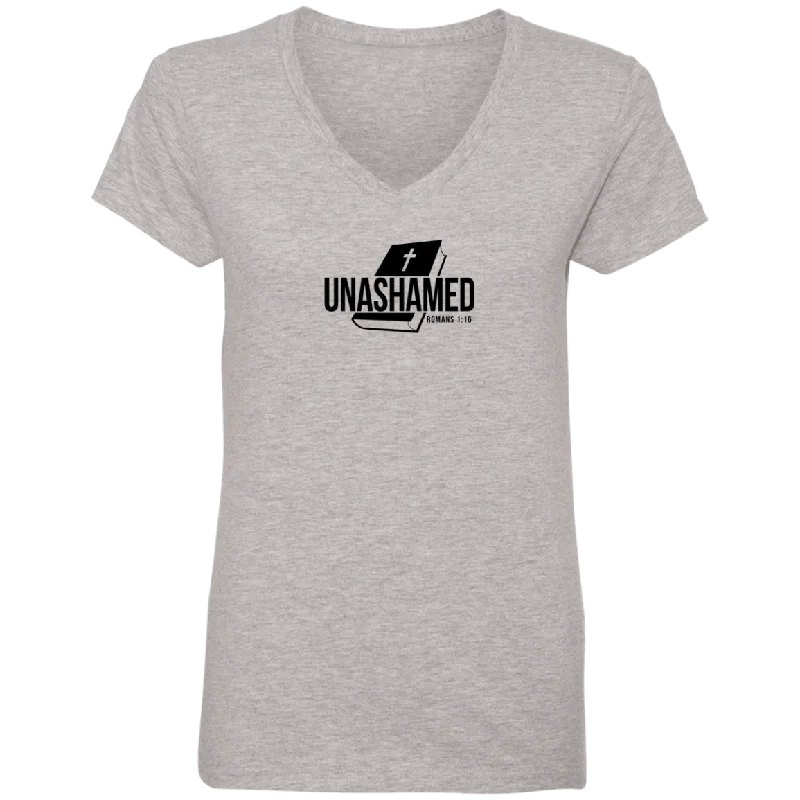Unashamed Ladies V Neck Tee Shirt-- Wool Fabric Cashmere Fabric Tweed Fabric