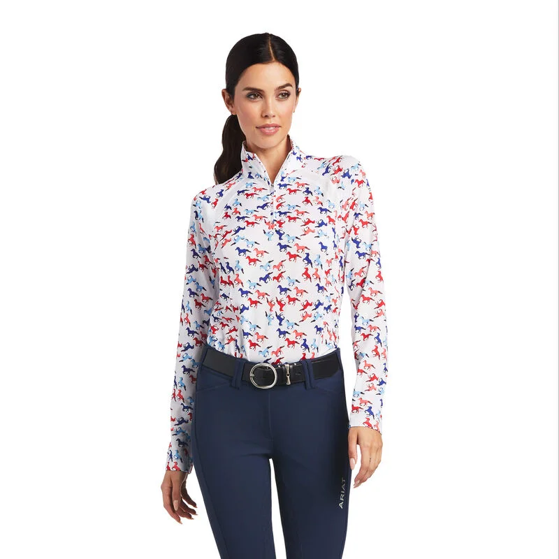 Ariat Ladies Sunstopper 2.0 1/4 Zip Shirt- VARIOUS PRINTS - CLOSEOUT-- Fleece Nylon Spandex