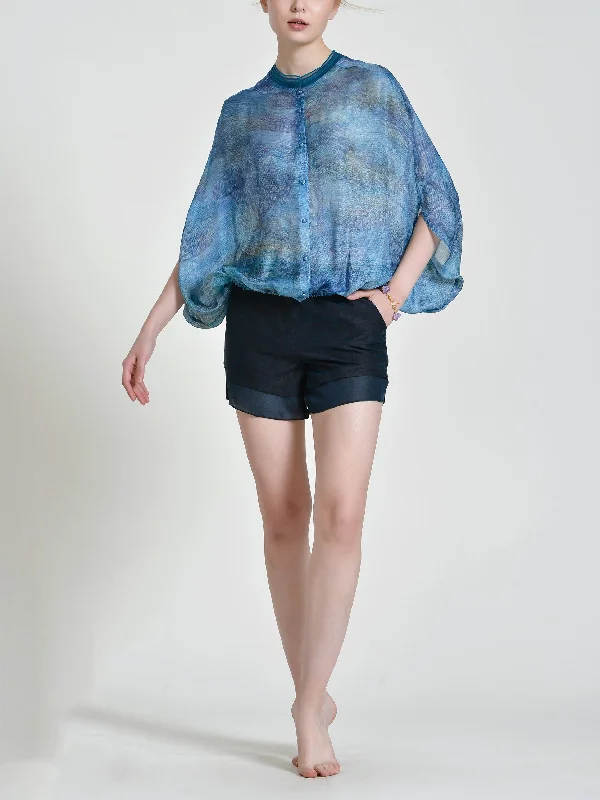 Print Silk Shirt-- Chenille Brocade Lace