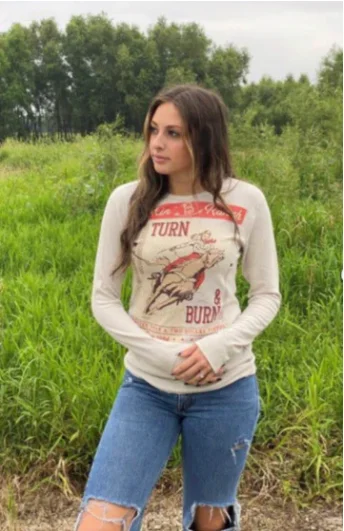 Original Cowgirl Clothing T-Shirts: Thermal Turn and Burn-- Satin Fabric Silk Fabric Chiffon Fabric