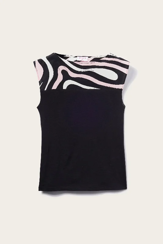 Marmo-Print T-Shirt-- Lace Blend Ribbed Blend Corduroy Blend