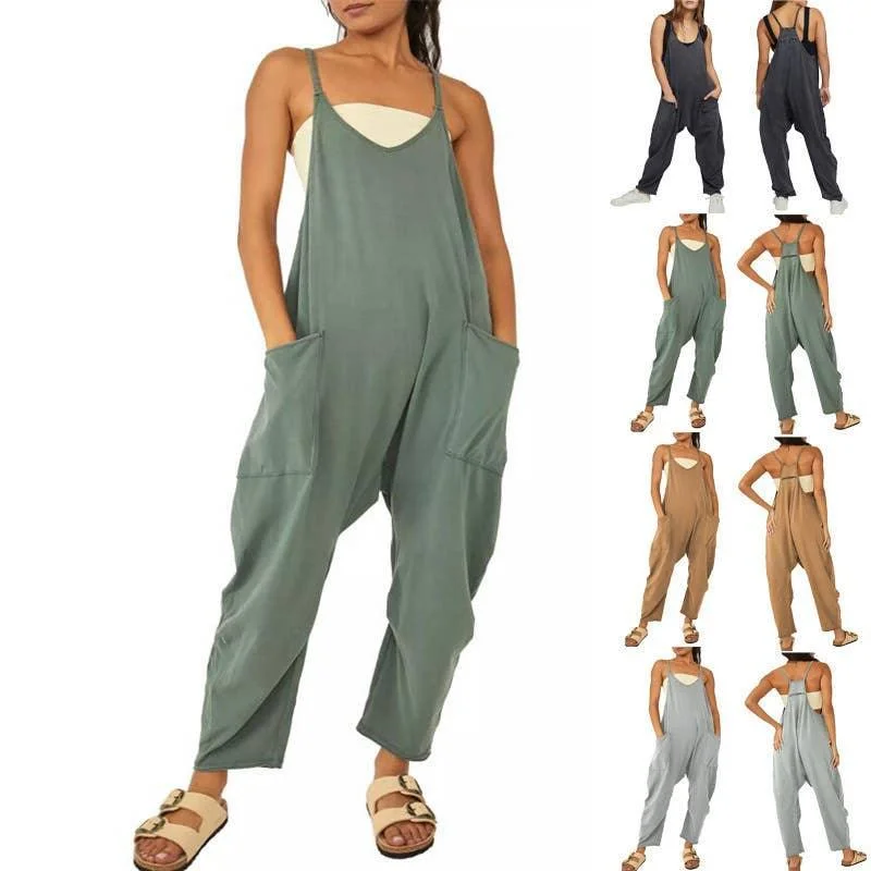 Two Shoulder Sleeveless Daily Jumpsuit SKJ23103 Strap jumpsuit, Simple design, Casual, Everyday wear
