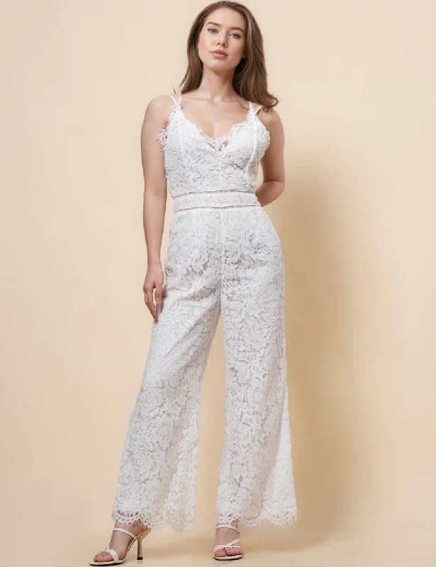 Ladies Floral Lace Eyelet Sleeveless Jumpsuit SKJ41146 Strappy jumpsuit, Simple design, Casual, Trendy