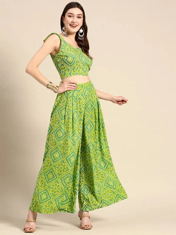 Women Solid Standard Lime Green Jumpsuits & Sets Elegant jumpsuit, Wide leg, Party wear, Stylish