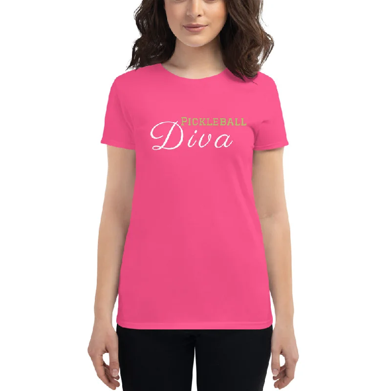 Pickleball Diva Women's short sleeve t-shirt-- Graphic Embroidered Appliqued