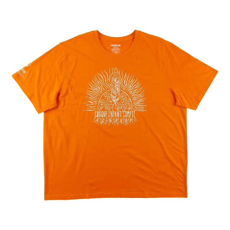"Chaque Enfant Compte" Adult Oversize/Plus Unisex National Day of Truth and Reconciliation French Orange T-Shirt