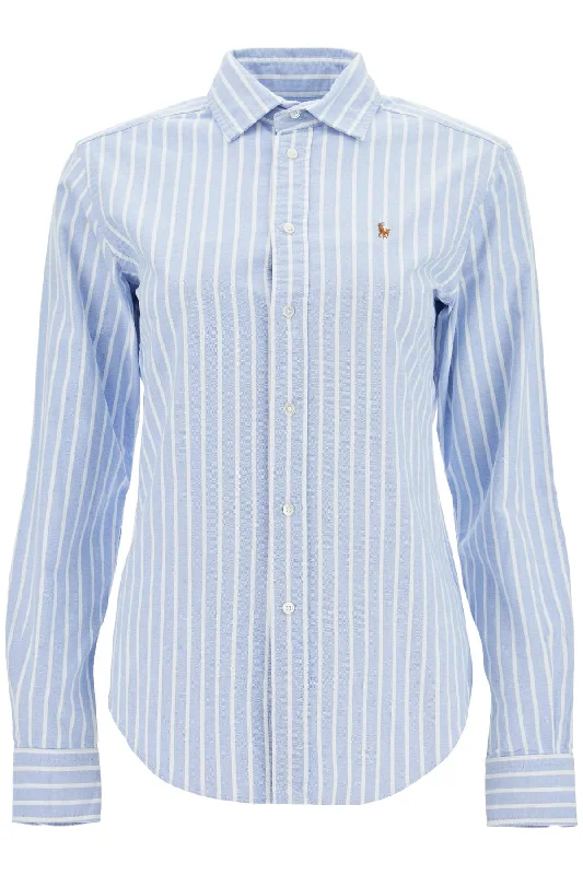 Striped Oxford Shirt For Men-- Ribbed T-Shirt High Neck Heavyweight