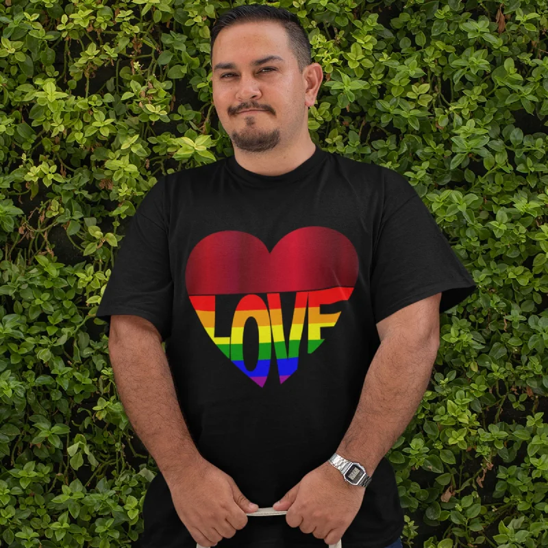 65 MCMLXV Unisex LGBT Rainbow Flag Love Heart T-Shirt-- Wool Fabric Cashmere Fabric Tweed Fabric