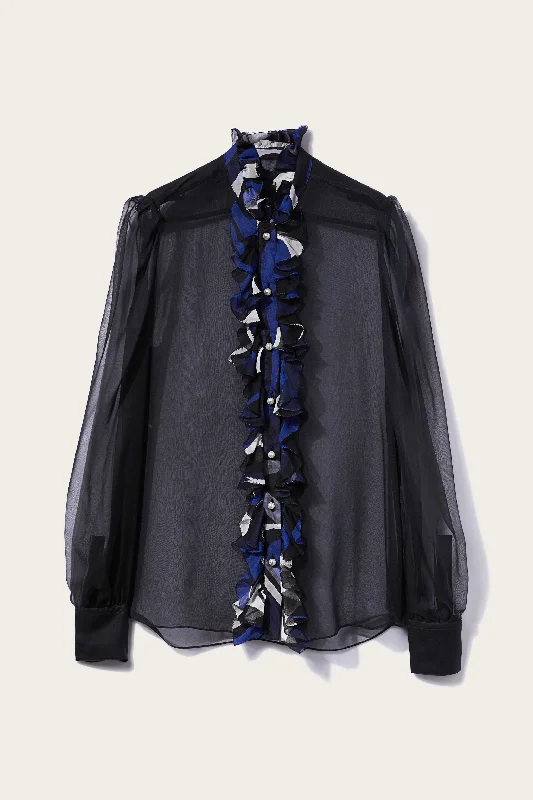Ruffled Silk Shirt-- Oversized T-Shirt Spandex breathable
