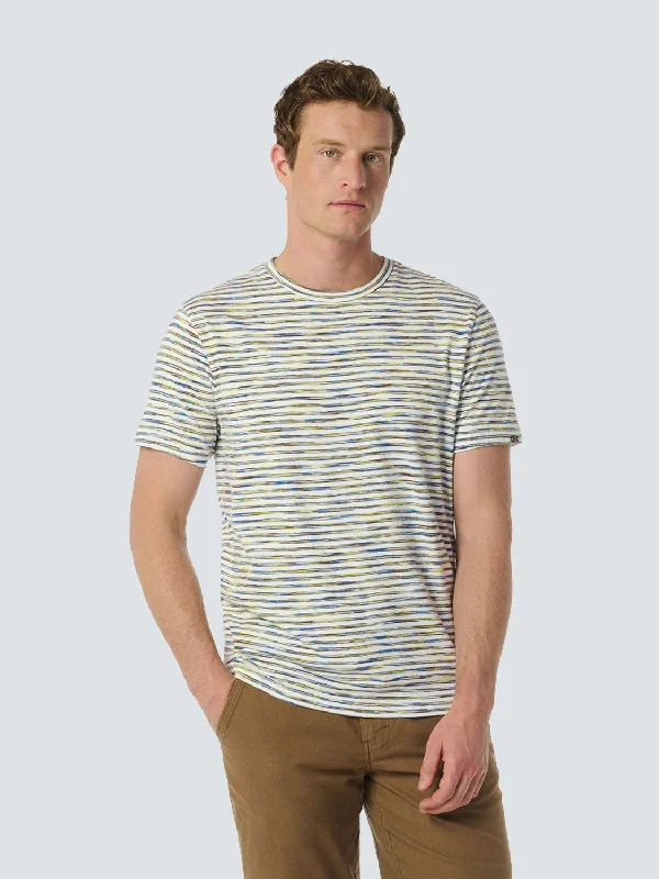 T-Shirt Crewneck Multi Coloured Melange Stripes-- Fashionable Trendy Casual