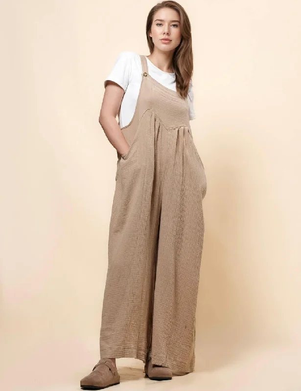 Ladies Botton Strape Overall Relaxed Gauzy Jumpsuits SKJ162 Formal jumpsuit, Elegant, Trendy, Chic
