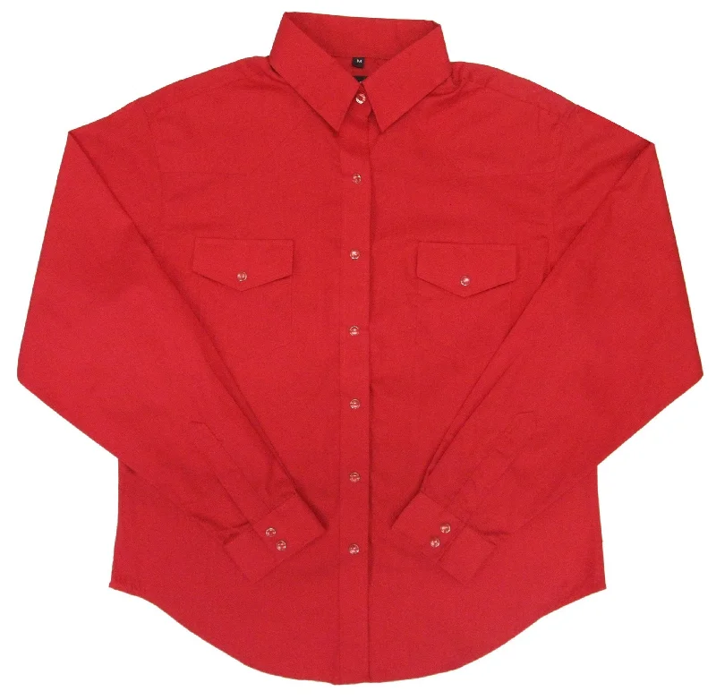 Women's Western Shirt: White Horse Solid Broadcloth Red-- Rayon Fabric Velvet Fabric Corduroy Fabric