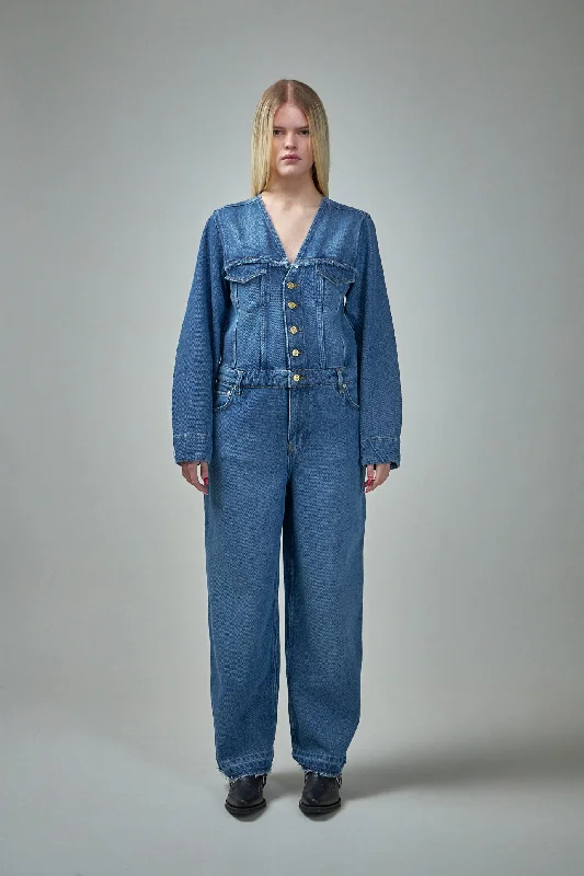 Heavy Denim Jumpsuit Polka dot jumpsuit, Playful print, Trendy, Fashionable