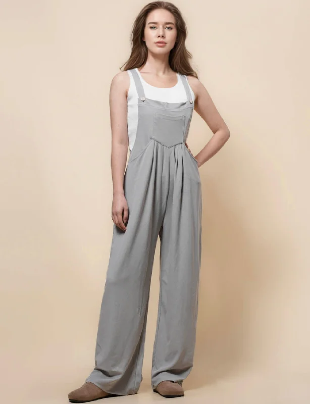 Ladies Waffle Two Shoulder Strape Jumpsuit SKJ41199 Casual chic jumpsuit, Relaxed fit, Street style, Fashionable