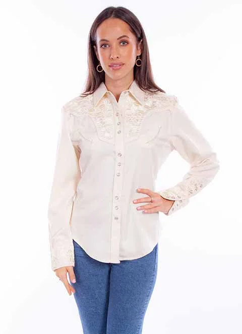 Women's Vintage Western Shirt Collection: Scully Gunfighter Ivory-- Rayon Fabric Velvet Fabric Corduroy Fabric