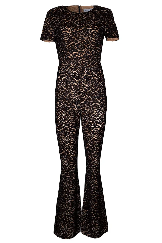 Short Sleeve Flare Jumpsuit Long sleeve black jumpsuit, Formal wear, Sleek, Elegant