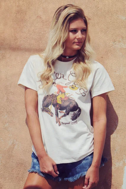 Original Cowgirl Clothing T-Shirts: Let'er Go Natural-- Striped Floral Plaid