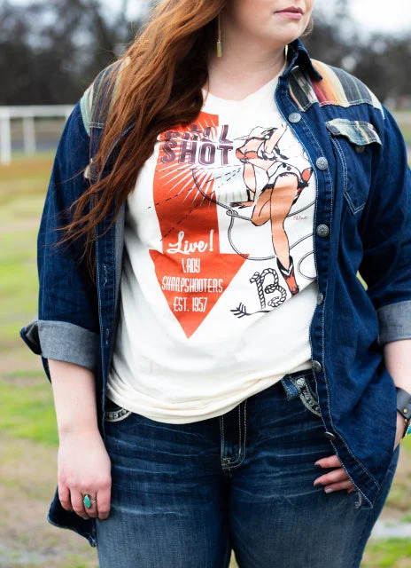 Original Cowgirl Clothing T-Shirts: Rockin' B Ranch Li'l Sure Shot-- Welt Pockets Slit Pockets Flap Pockets