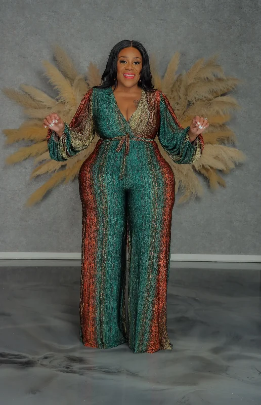 Green Jolene Streak Jumpsuit A-line jumpsuit, Flattering cut, Comfortable, Stylish