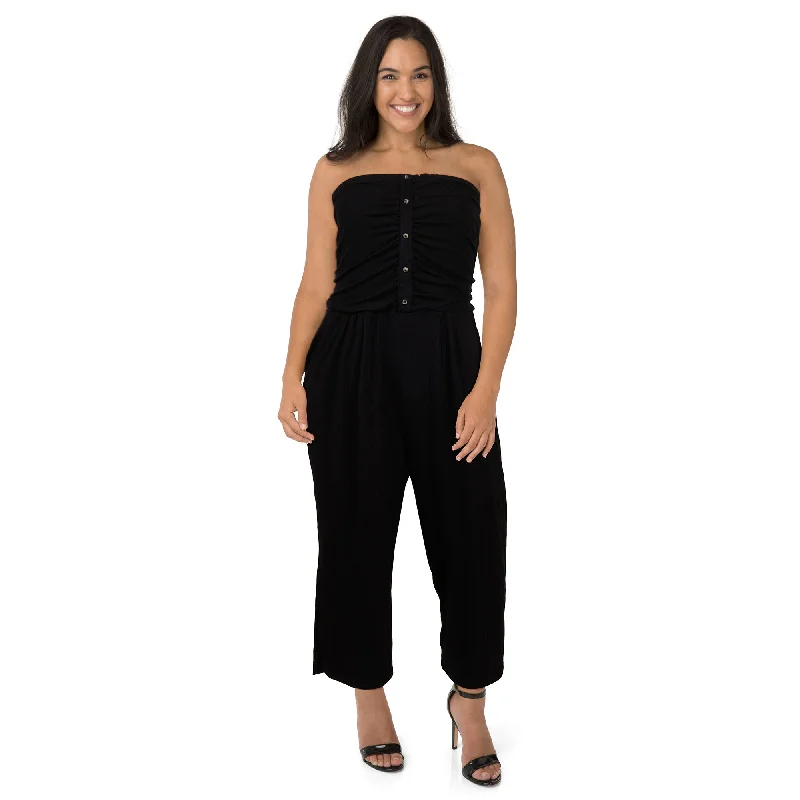 lily morgan Women's Plus Black and White Printed Knit Jumpsuit Relaxed fit jumpsuit, Comfortable, Casual, Feminine