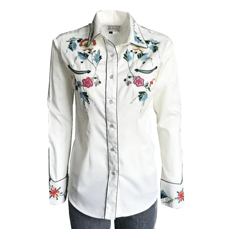 Women's Vintage Western Shirt Collection: Rockmount Fancy Floral Embroidery-- Rayon Velvet Corduroy