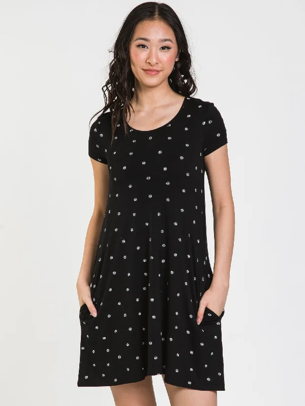 HARLOW JAC DITSY T-SHIRT DRESS - CLEARANCE-- Chenille Blend Fleece Blend Nylon Blend