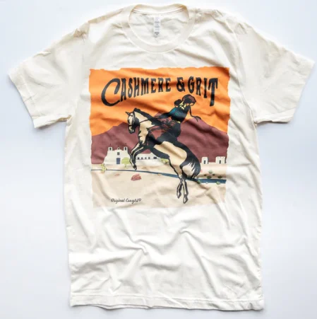 Original Cowgirl Clothing T-Shirts: Cashmere and Grit-- Mesh Blend Leather Blend Suede Blend