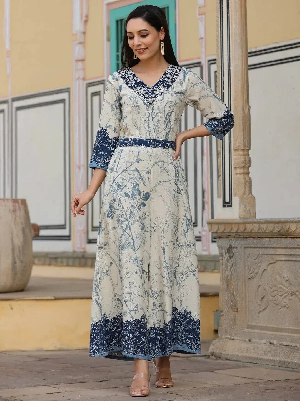 Women Printed Straight Off-White Jumpsuits & Sets Button-front jumpsuit, Classic, Casual, Comfortable