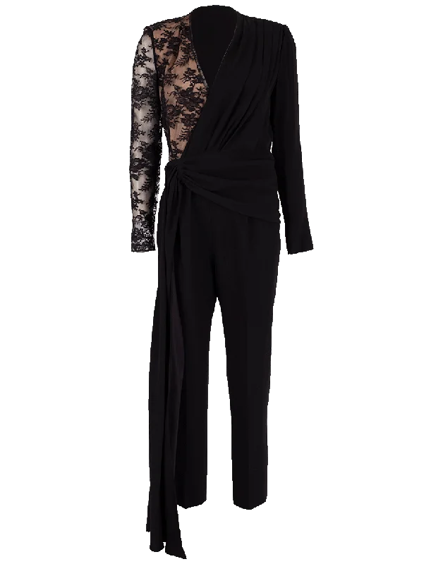 Lace Sleeve Jumpsuit Structured jumpsuit, Tailored fit, Sleek, Professional