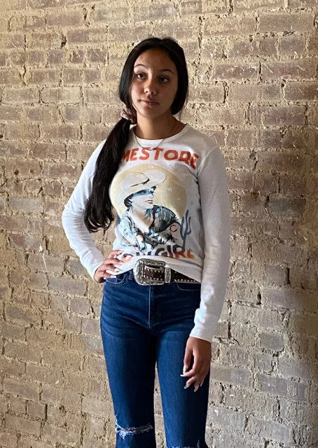Original Cowgirl Clothing T-Shirts: Long Sleeve Dimestore Cowgirl-- Cotton Fabric Linen Fabric Terry Fabric