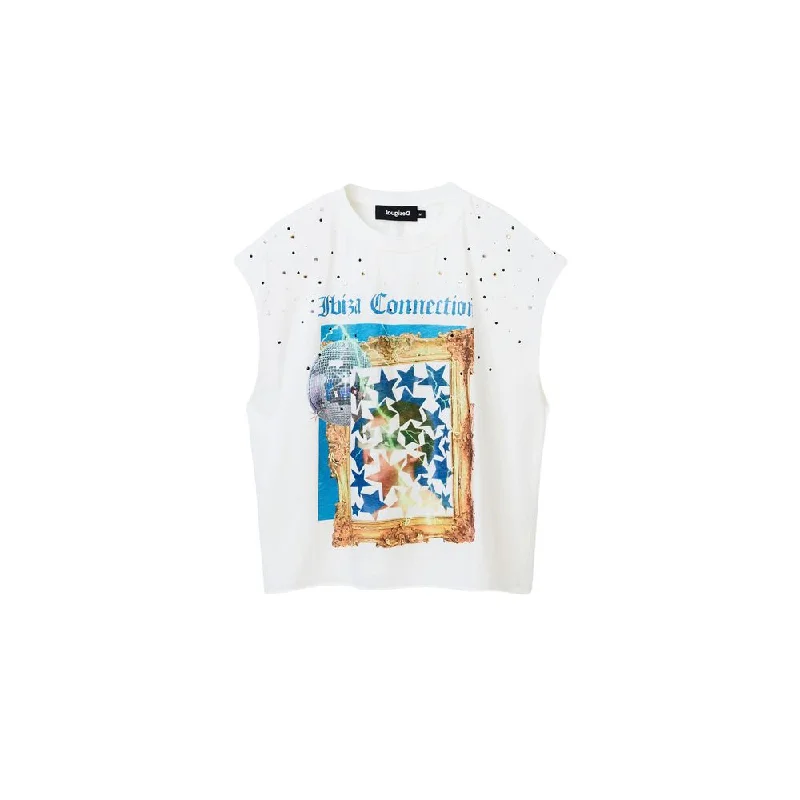 White Cotton Tops & T-shirt-- Lace Blend Ribbed Blend Corduroy Blend