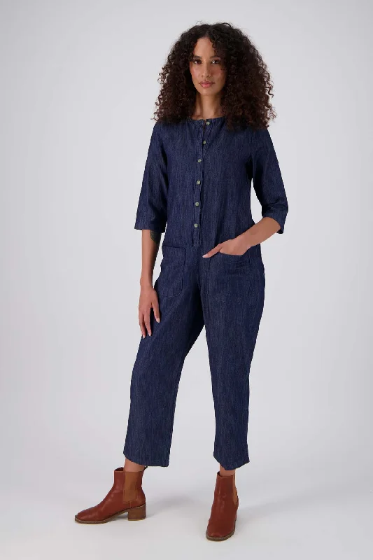 Artisan Jumpsuit Dark Wash Wash in Denim Bold print jumpsuit, Trendy, Chic, Casual