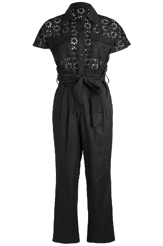 Chase Short Sleeve Jumpsuit - Black One-piece jumpsuit, Comfortable, Trendy, Workwear Chase Short Sleeve Jumpsuit - Black One-piece jumpsuit, Comfortable, Trendy, Workwear