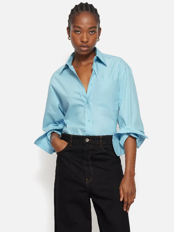 Heritage Cotton Relaxed Shirt | Blue-- Chenille Brocade Lace