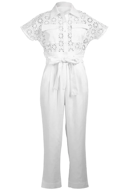 Chase Jumpsuit - White Backless jumpsuit, Sexy design, Party wear, Bold