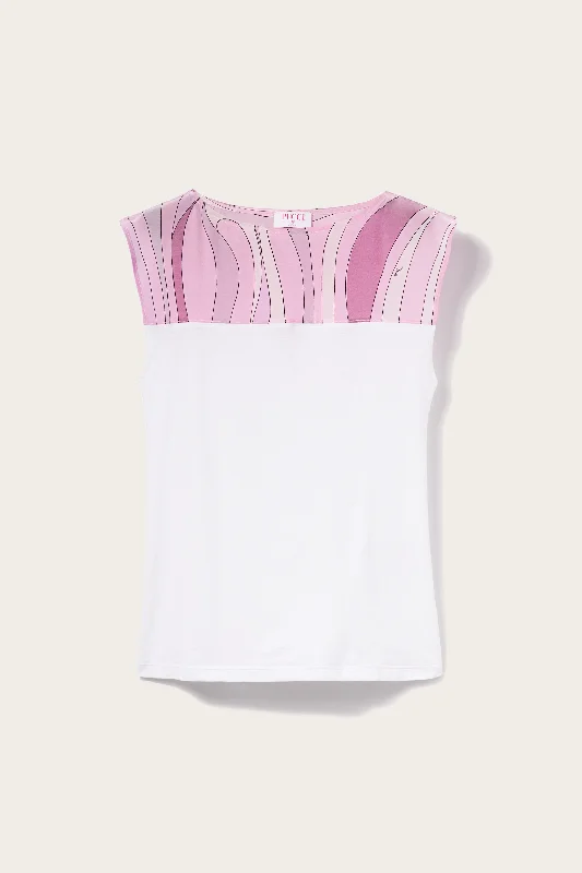 Marmo-Print T-Shirt-- Zippered Front Buttoned Front Snap Front