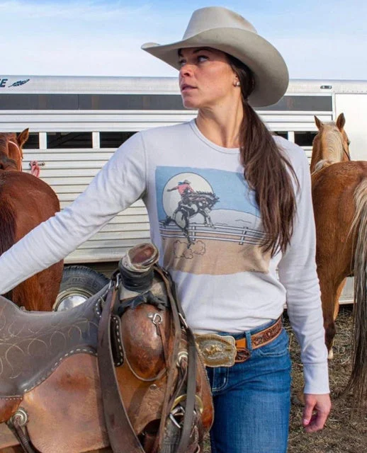 Original Cowgirl Clothing T-Shirts: Thermal Moonlight Cowboy-- Zippered Buttoned Snapped
