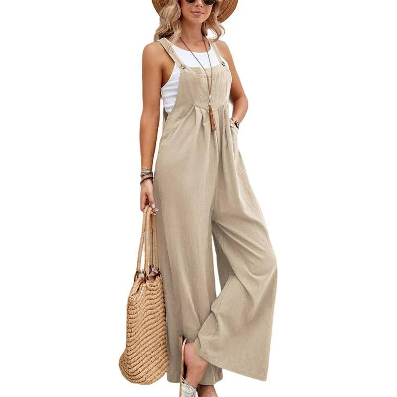 Solid Color Botton Strape Overalls Daily Jumpsuit SKJ2357 Buttoned jumpsuit, Casual, Comfortable, Trendy