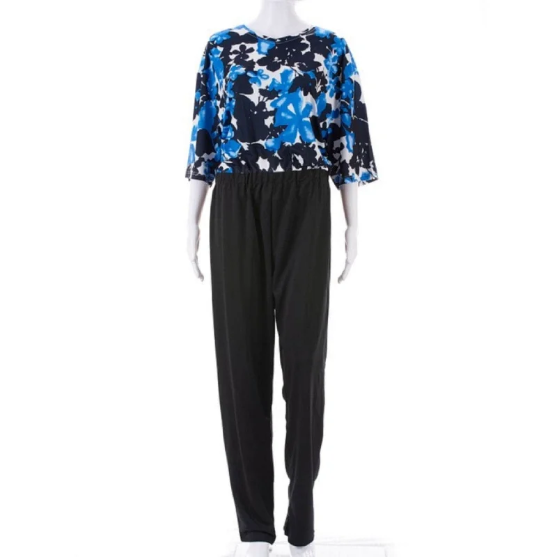 CC Women's Daisy Day Jumpsuit / Onesie - Blue Floral Vintage jumpsuit, Retro style, Trendy, Fashionable