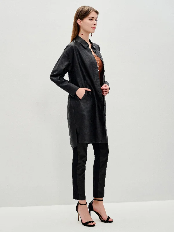 Gambiered Silk Small Lapel Long Shirt-- Plaid T-Shirt Polka Dot Checkered