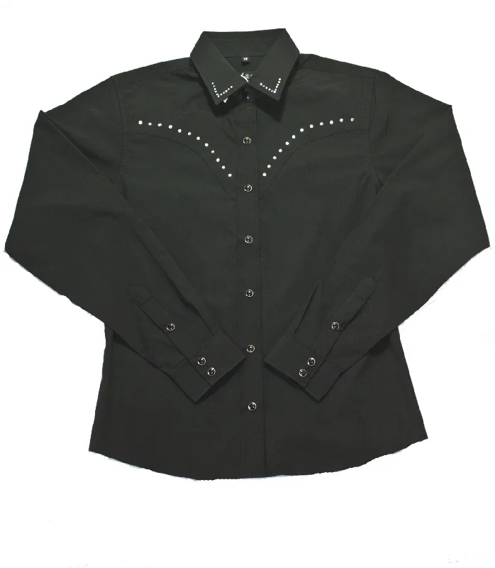 Women's Embroidered Western Shirt: White Horse Rhinestones-- Chenille Fabric Brocade Fabric Lace Fabric