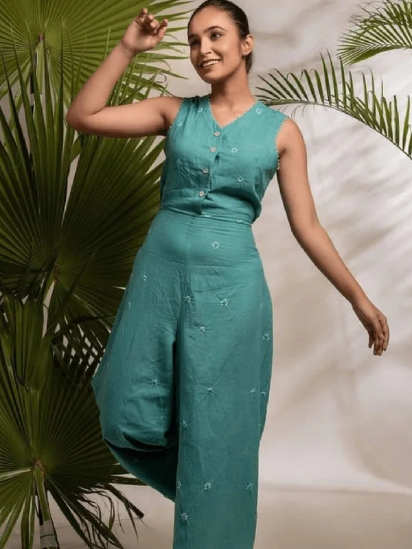 Turquoise Tie & Dye Jumpsuit. Elegant black jumpsuit, Formal wear, Stylish, Chic