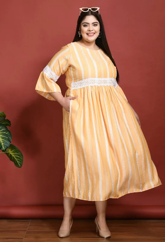 Women Solid Plus Size Yellow Jumpsuits & Sets Fit and flare jumpsuit, Elegant, Trendy, Feminine
